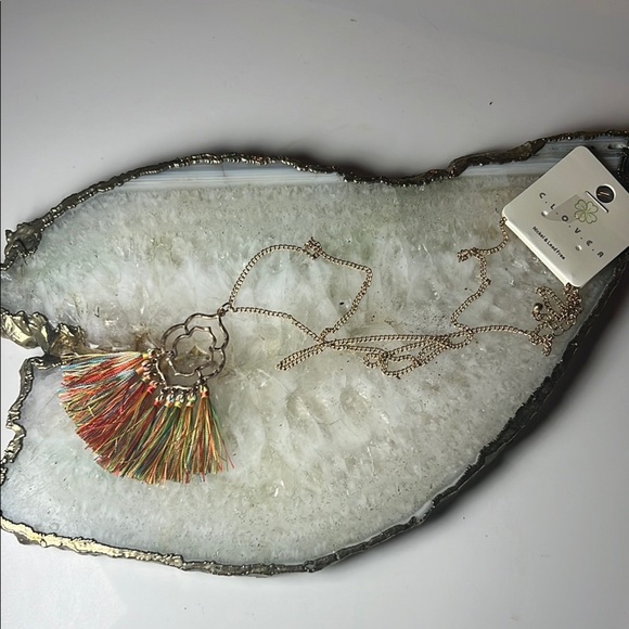 NWT Bohemian Gold Colorful Radiant Fan Necklace vacation-ready Beachy vibes - Picture 5 of 9